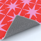 Retro Christmas Atomic Stars Mid Century Modern Pattern in Preppy Pink and Red Rug Gallery Image 4