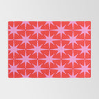 Retro Christmas Atomic Stars Mid Century Modern Pattern in Preppy Pink and Red Rug Gallery Image 2