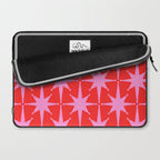 Retro Christmas Atomic Stars Mid Century Modern Pattern in Preppy Pink and Red Laptop Sleeve Gallery Image 2