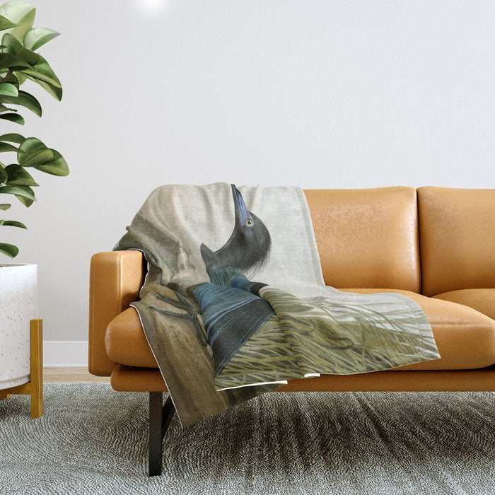 Little Blue Heron - John James Audubon's Birds of America Print Throw Blanket Gallery Image 1