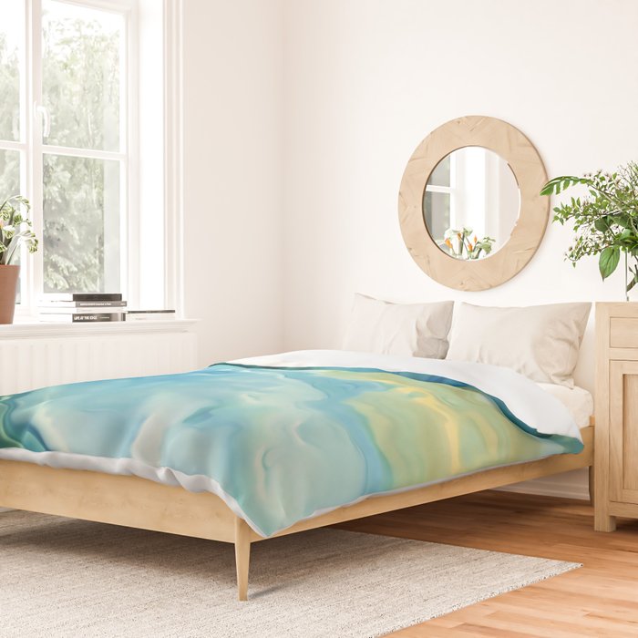 Ocean Waves, Watercolor, Abstract Duvet Cover Gallery Image 2