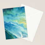 Ocean Waves, Watercolor, Abstract Stationery Card Gallery Image 2