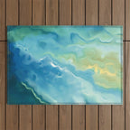 Ocean Waves, Watercolor, Abstract Outdoor Rug Gallery Image 1
