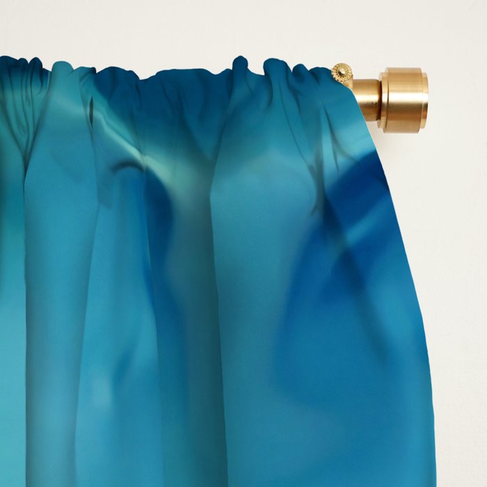Ocean Waves, Watercolor, Abstract Window Curtain Gallery Image 2