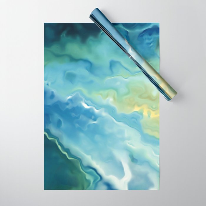 Ocean Waves, Watercolor, Abstract Wrapping Paper Gallery Image 1