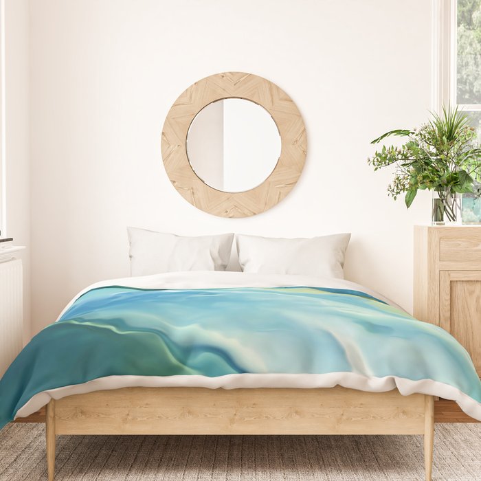 Ocean Waves, Watercolor, Abstract Duvet Cover Gallery Image 3