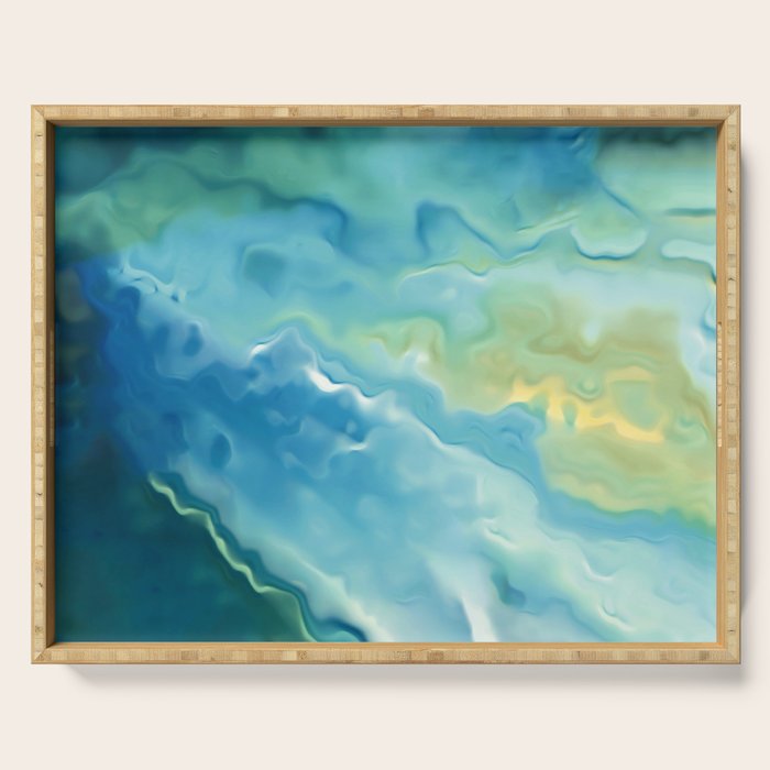 Ocean Waves, Watercolor, Abstract Serving Tray Gallery Image 1