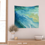 Ocean Waves, Watercolor, Abstract Wall Tapestry Gallery Image 2