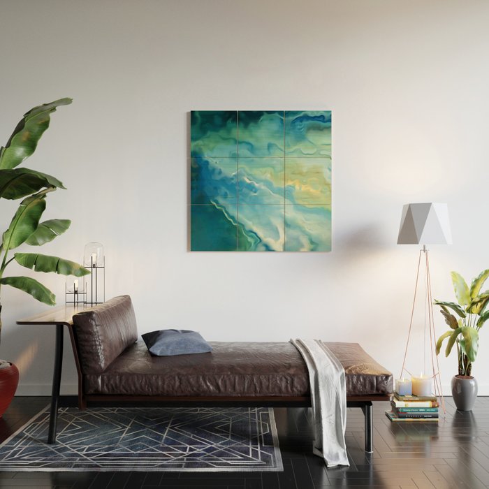 Ocean Waves, Watercolor, Abstract Wood Wall Art Gallery Image 2