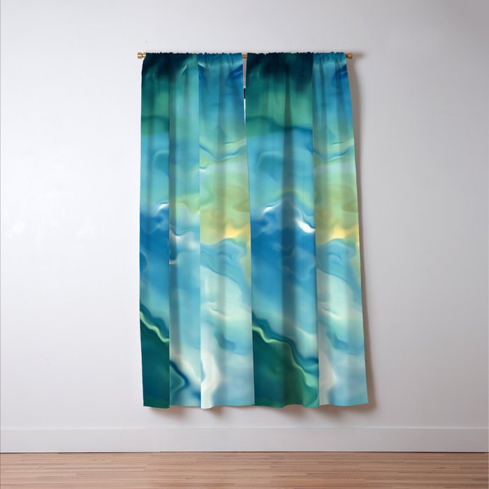 Ocean Waves, Watercolor, Abstract Window Curtain Gallery Image 3