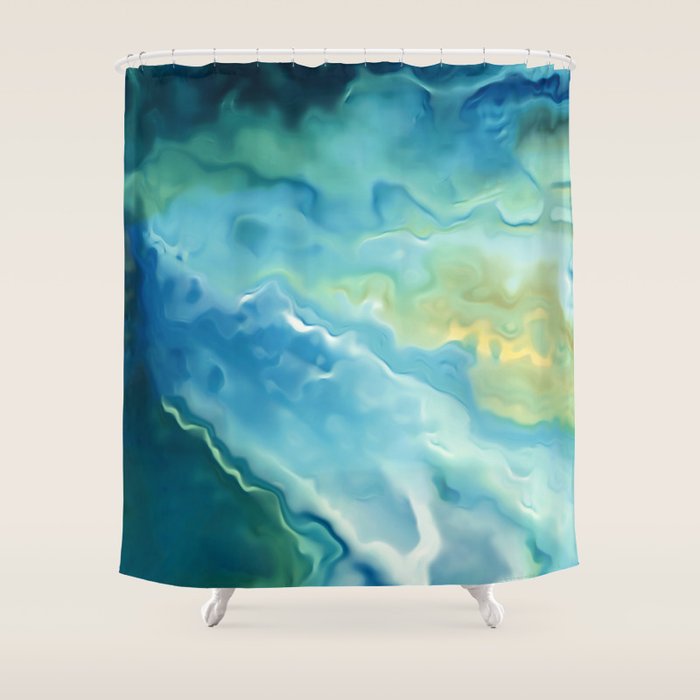 Ocean Waves, Watercolor, Abstract Shower Curtain Gallery Image 1