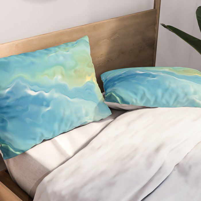 Ocean Waves, Watercolor, Abstract Pillow Sham Gallery Image 2