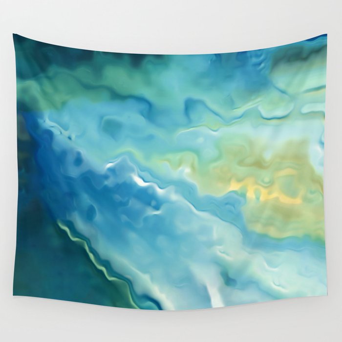 Ocean Waves, Watercolor, Abstract Wall Tapestry Gallery Image 1