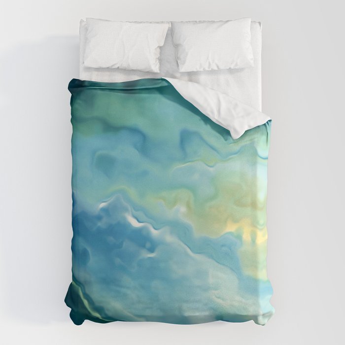 Ocean Waves, Watercolor, Abstract Duvet Cover Gallery Image 6