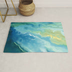 Ocean Waves, Watercolor, Abstract Rug Gallery Image 1