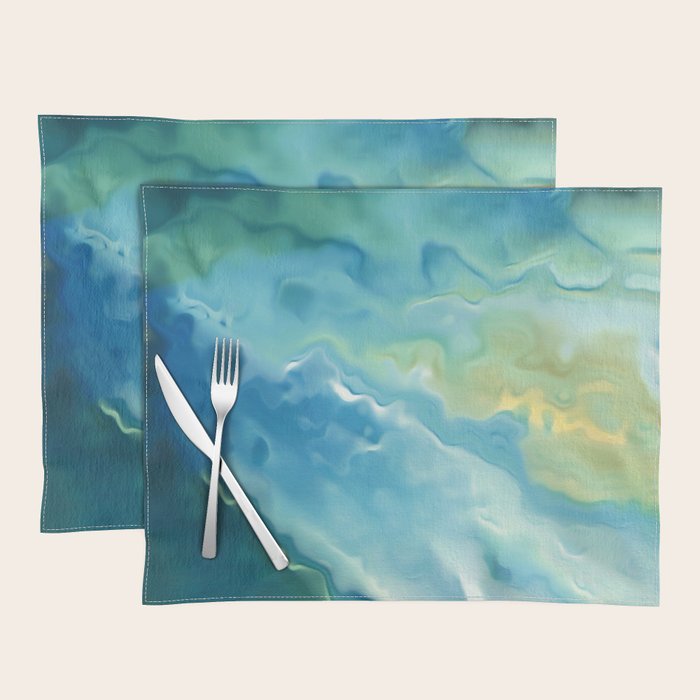 Ocean Waves, Watercolor, Abstract Placemat Gallery Image 1