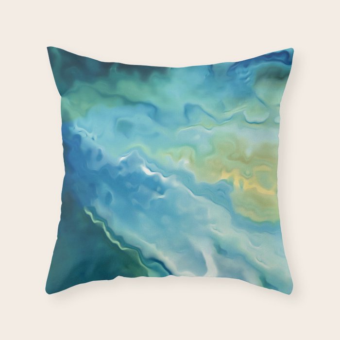 Ocean Waves, Watercolor, Abstract Throw Pillow Gallery Image 6