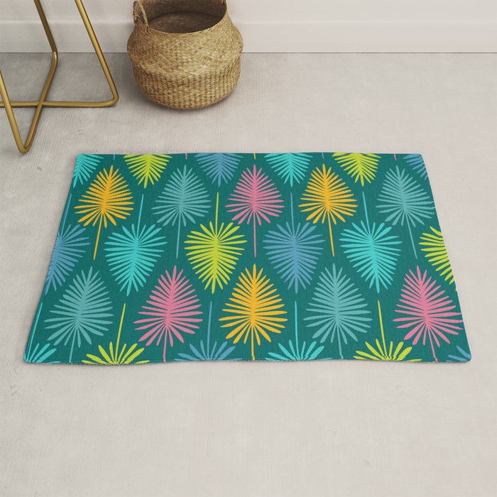 Bright Tropical Botanical Pattern Rug Gallery Image 1
