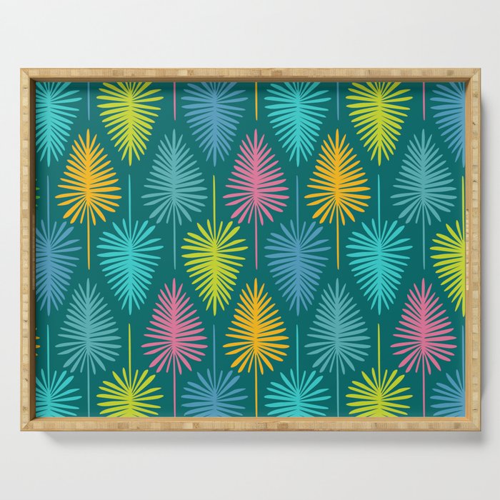 Bright Tropical Botanical Pattern Serving Tray Gallery Image 1