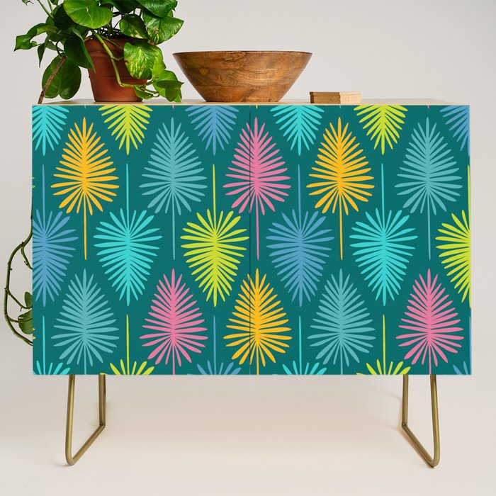 Bright Tropical Botanical Pattern Credenza Gallery Image 1