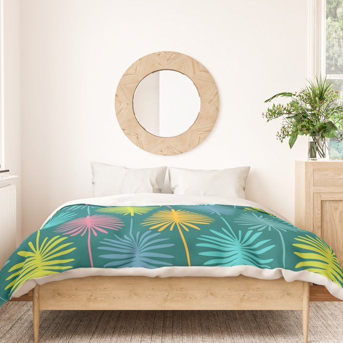 Bright Tropical Botanical Pattern Duvet Cover Gallery Image 3