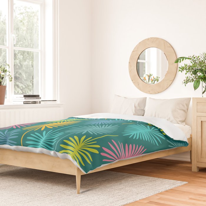 Bright Tropical Botanical Pattern Duvet Cover Gallery Image 2