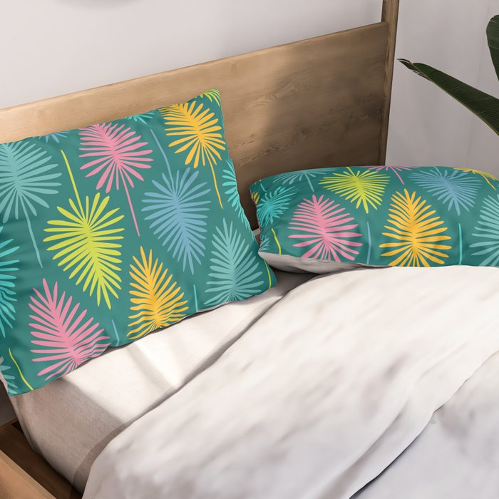 Bright Tropical Botanical Pattern Pillow Sham Gallery Image 2