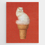 Cat Ice Cream - Red Jigsaw Puzzle Gallery Image 1