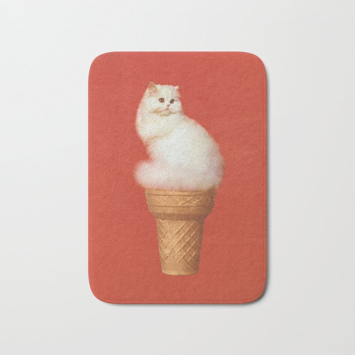 Cat Ice Cream - Red Bath Mat Gallery Image 1
