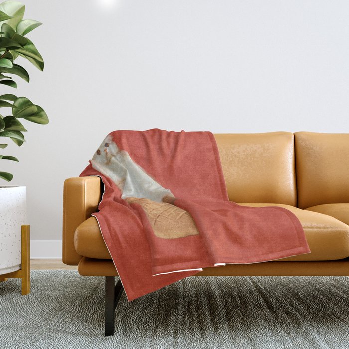Cat Ice Cream - Red Throw Blanket Gallery Image 1