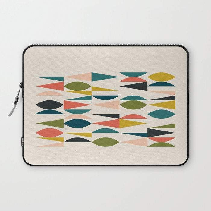 Mid Century Modern Abstract Colorful Shapes Funky Cool Minimalist Pattern Laptop Sleeve Gallery Image 1