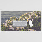 autumn asters by the sea - wildflower botanical photograph Desk Mat Gallery Image 1