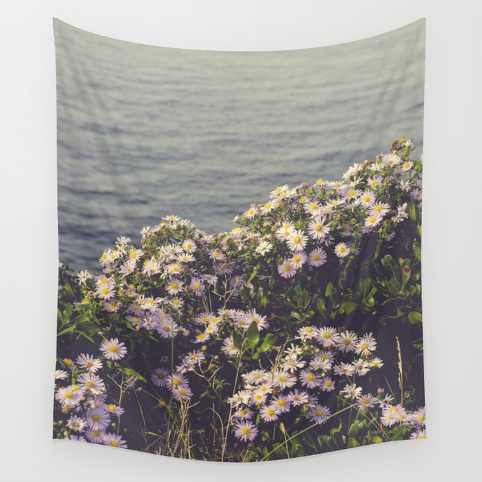 autumn asters by the sea - wildflower botanical photograph Wall Tapestry Gallery Image 4
