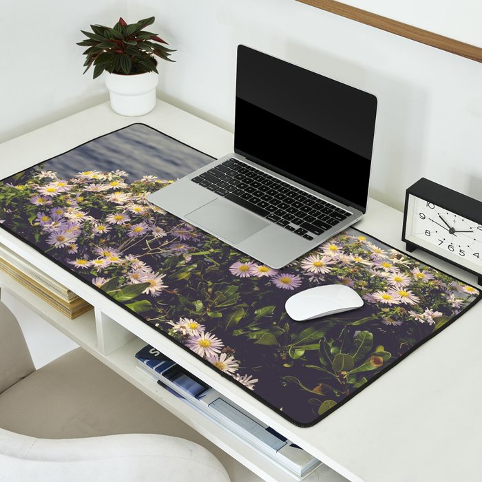 autumn asters by the sea - wildflower botanical photograph Desk Mat Gallery Image 2