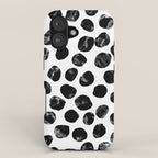 Jacson - minimal black and white modern abstract art print dots polka dots brushstrokes urban bklyn iPhone Case Gallery Image 1