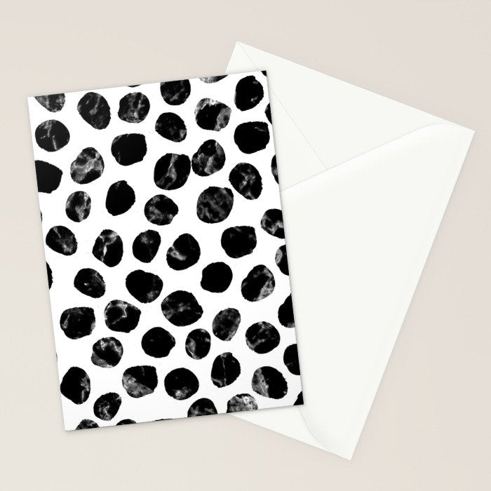 Jacson - minimal black and white modern abstract art print dots polka dots brushstrokes urban bklyn Stationery Card Gallery Image 2