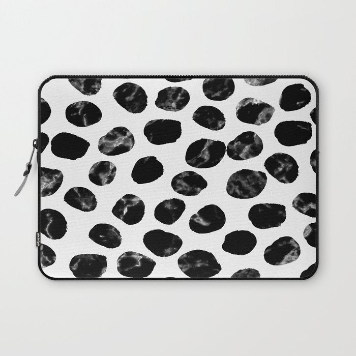 Jacson - minimal black and white modern abstract art print dots polka dots brushstrokes urban bklyn Laptop Sleeve Gallery Image 1