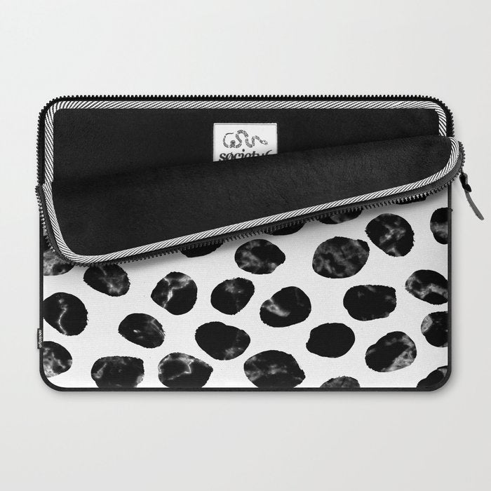 Jacson - minimal black and white modern abstract art print dots polka dots brushstrokes urban bklyn Laptop Sleeve Gallery Image 2