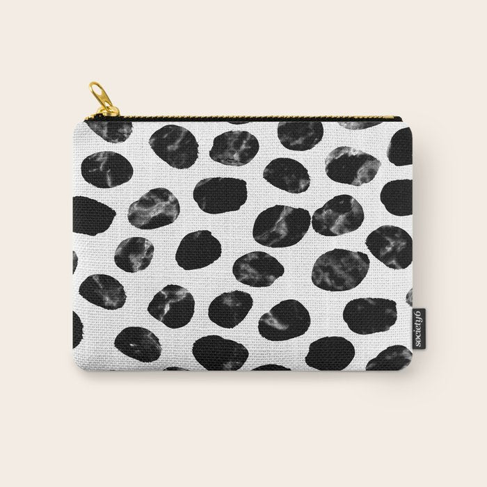 Jacson - minimal black and white modern abstract art print dots polka dots brushstrokes urban bklyn Carry All Pouch Gallery Image 1