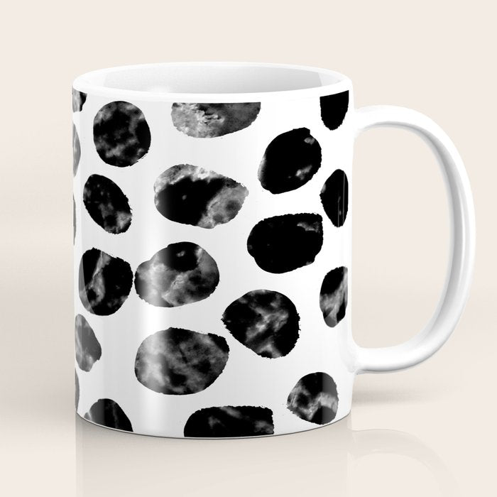 Jacson - minimal black and white modern abstract art print dots polka dots brushstrokes urban bklyn Coffee Mug Gallery Image 1