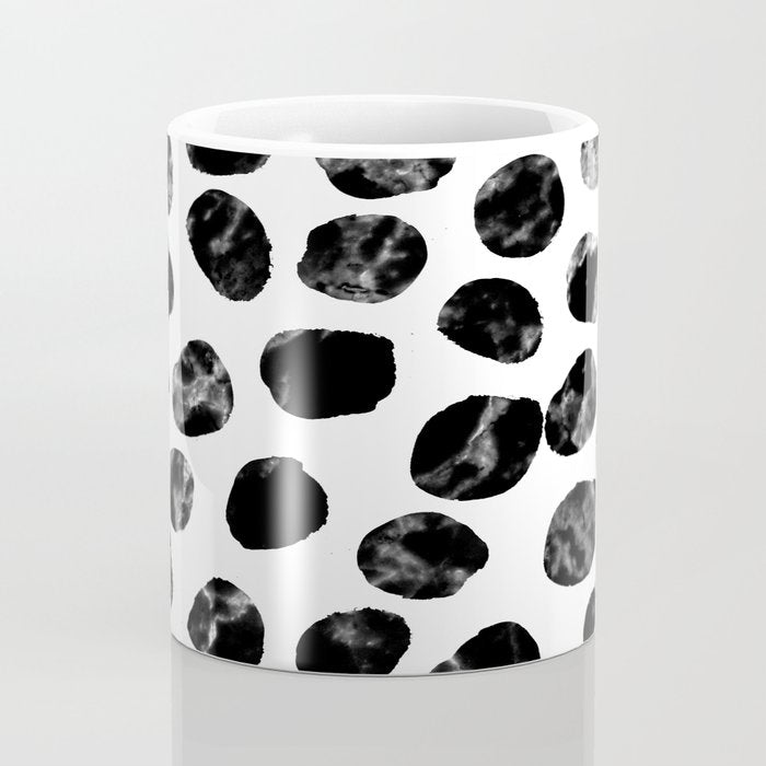 Jacson - minimal black and white modern abstract art print dots polka dots brushstrokes urban bklyn Coffee Mug Gallery Image 4