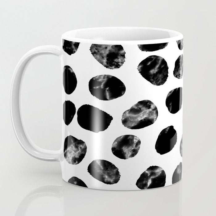 Jacson - minimal black and white modern abstract art print dots polka dots brushstrokes urban bklyn Coffee Mug Gallery Image 3