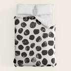 Jacson - minimal black and white modern abstract art print dots polka dots brushstrokes urban bklyn Duvet Cover Gallery Image 6
