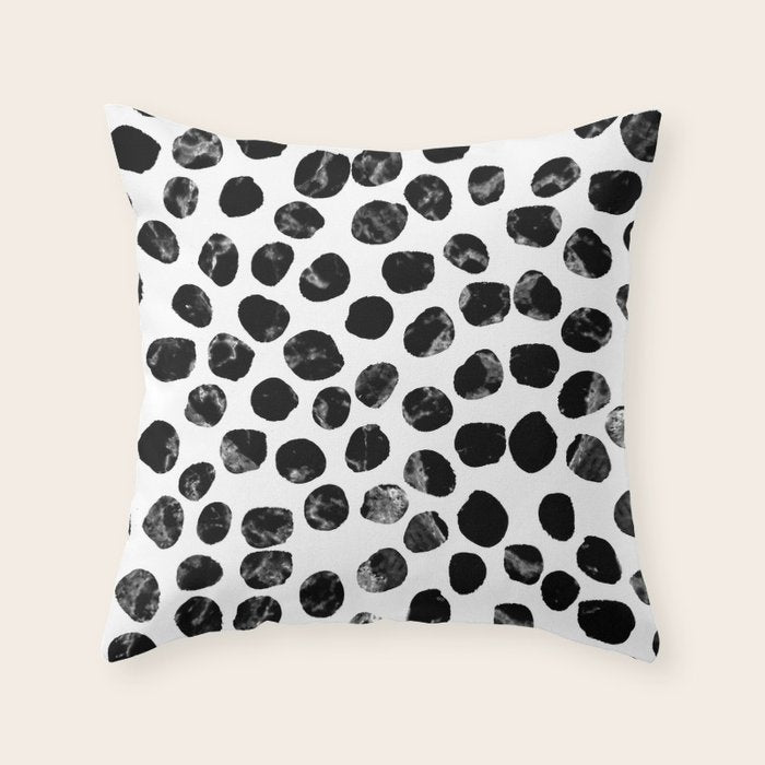 Jacson - minimal black and white modern abstract art print dots polka dots brushstrokes urban bklyn Throw Pillow Gallery Image 6