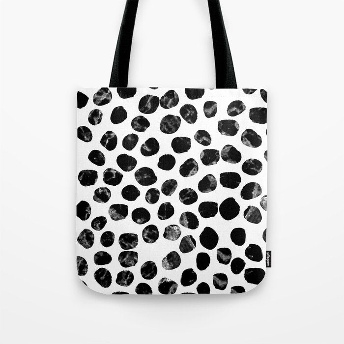 Jacson - minimal black and white modern abstract art print dots polka dots brushstrokes urban bklyn Tote Bag Gallery Image 1