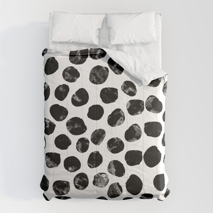 Jacson - minimal black and white modern abstract art print dots polka dots brushstrokes urban bklyn Comforter Gallery Image 6