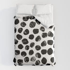 Jacson - minimal black and white modern abstract art print dots polka dots brushstrokes urban bklyn Comforter Gallery Image 6