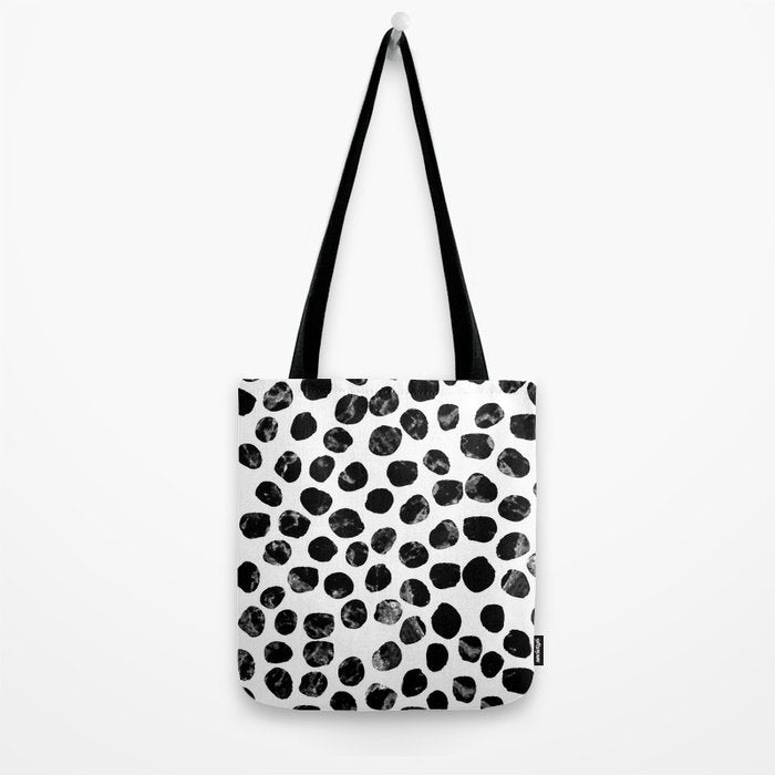 Jacson - minimal black and white modern abstract art print dots polka dots brushstrokes urban bklyn Tote Bag Gallery Image 2