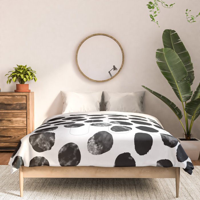 Jacson - minimal black and white modern abstract art print dots polka dots brushstrokes urban bklyn Comforter Gallery Image 3