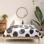 Jacson - minimal black and white modern abstract art print dots polka dots brushstrokes urban bklyn Comforter Gallery Image 3
